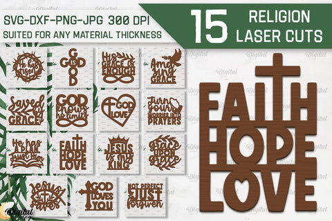 Religion Laser Cut Bundle. Wall Decor SVG Laser Cut SVG Evgenyia Guschina 