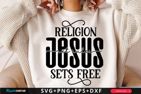 Religion set rules Jesus sets free SVG, Jesus SVG, Retro Christian SVG, Bible Verse SVG Design SVG Regulrcrative 
