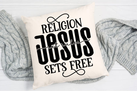 Religion set rules Jesus sets free SVG, Jesus SVG, Retro Christian SVG, Bible Verse SVG Design SVG Regulrcrative 