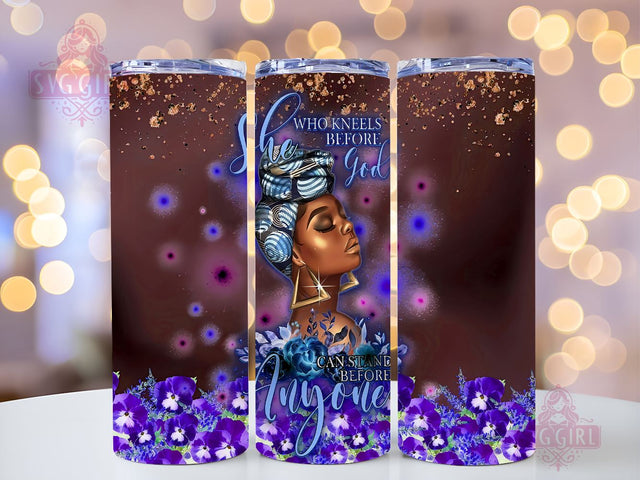 Religious 20oz Tumbler Wrap Sublimation Design, Straight Tapered Tumbler Wrap, She Who Kneels Before God Tumbler Png, Instant Digital Download Sublimation SvggirlplusArt 