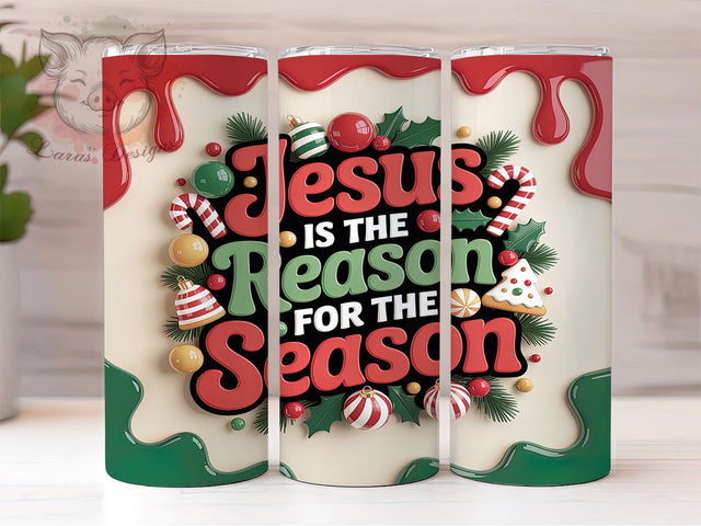 Religious Christmas Jesus Tumbler, Religious Tumbler, Holiday Wrap Design, Sublimation Cup, 20oz Skinny Tumbler, Faith Gift, Seamless Christmas Sublimation Lara' s Designs 