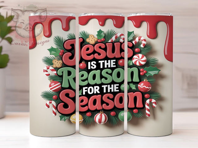 Religious Christmas Jesus Tumbler, Religious Tumbler, Holiday Wrap Design, Sublimation Cup, 20oz Skinny Tumbler, Faith Gift, Seamless Christmas Sublimation Lara' s Designs 