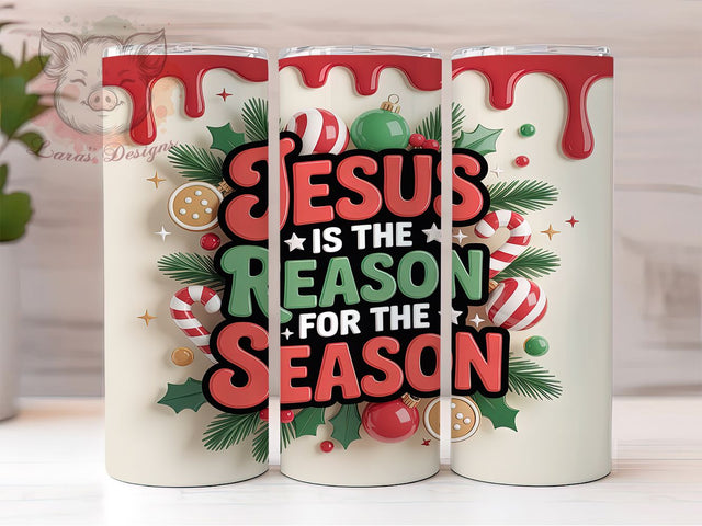 Religious Christmas Jesus Tumbler, Religious Tumbler, Holiday Wrap Design, Sublimation Cup, 20oz Skinny Tumbler, Faith Gift, Seamless Christmas Sublimation Lara' s Designs 