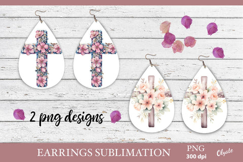 Religious Earrings Bundle PNG. Easter Cross Earrings PNG Sublimation Olga Terlyanskaya 