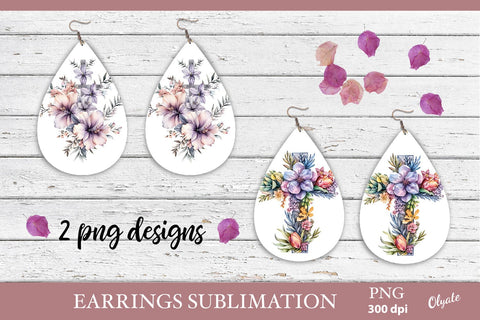 Religious Earrings Bundle PNG. Easter Cross Earrings PNG Sublimation Olga Terlyanskaya 