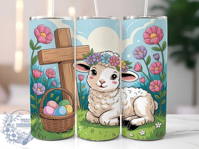 Religious Easter Lamb Tumbler, Religious Cross Tumbler, Stylish 20oz Wrap, Sublimation Design, Trendy Gift Idea, Faith Easter Wrap, Inspirational Lamb Tumbler Sublimation ToriDesigns 