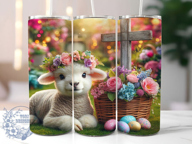 Religious Easter Lamb Tumbler, Religious Cross Tumbler, Stylish 20oz Wrap, Sublimation Design, Trendy Gift Idea, Faith Easter Wrap, Inspirational Lamb Tumbler Sublimation ToriDesigns 