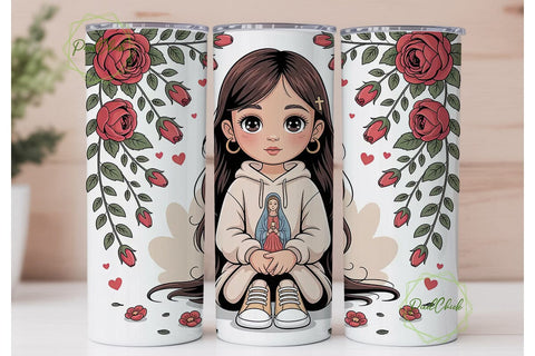 Religious Kawaii Girl 20oz Tumbler Wrap Sublimation PixelChick 