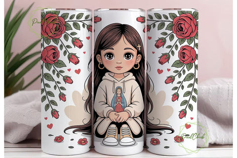 Religious Kawaii Girl 20oz Tumbler Wrap Sublimation PixelChick 