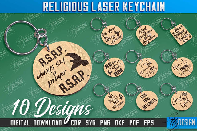 Religious Laser Keychain Bundle | Christian Phrases | Keychain Inscription | CNC File SVG Fly Design 