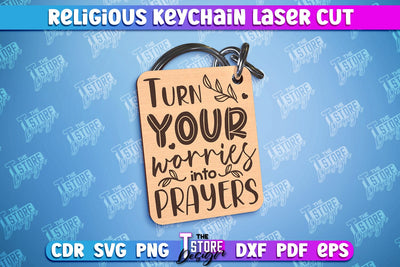 Religious Laser Keychain | Christian Phrases | Keychain Inscription | CNC File SVG The T Store Design 