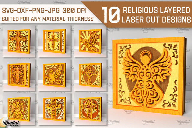 Religious Layered Laser Cut Bundle. Christian Decor SVG SVG Evgenyia Guschina 