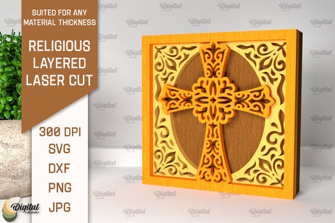 Religious Layered Laser Cut Bundle. Christian Decor SVG SVG Evgenyia Guschina 