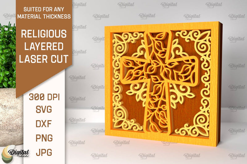 Religious Layered Laser Cut. Christian Decor SVG SVG Evgenyia Guschina 