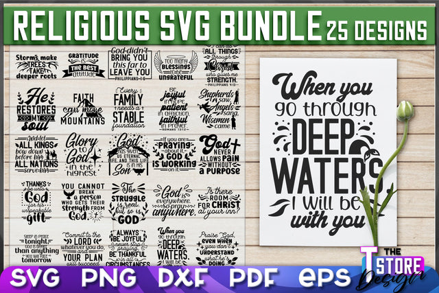 Religious SVG Bundle | Christian Phrases | SVG Inscription Design | SVG File v.1 SVG The T Store Design 