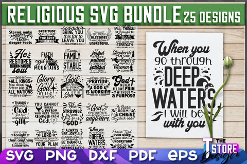 Religious SVG Bundle | Christian Phrases | SVG Inscription Design | SVG File v.1 SVG The T Store Design 