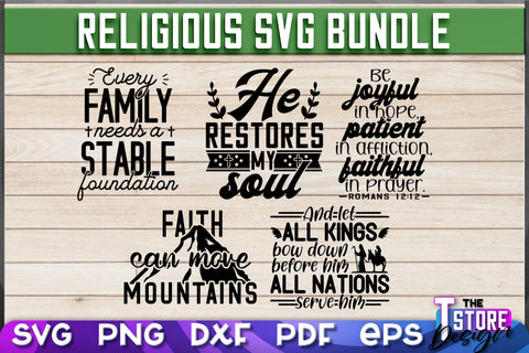 Religious SVG Bundle | Christian Phrases | SVG Inscription Design | SVG File v.1 SVG The T Store Design 