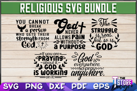 Religious SVG Bundle | Christian Phrases | SVG Inscription Design | SVG File v.1 SVG The T Store Design 