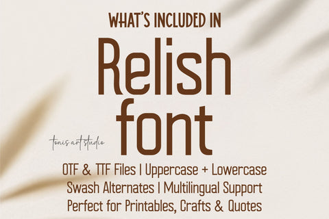Relish Font – Handwritten Tall Sans Serif for Quotes & Crafts Font TonisArtStudio 