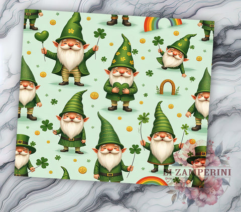 Repeating Gnome 20oz Tumbler, Gnome Tumbler Wrap, Seamless Tumbler Design, 20oz Tumbler Sublimation, Irish Gnome Pattern, Repeating Gnome Design, St Patricks Day Gift Sublimation Li Zamperini 