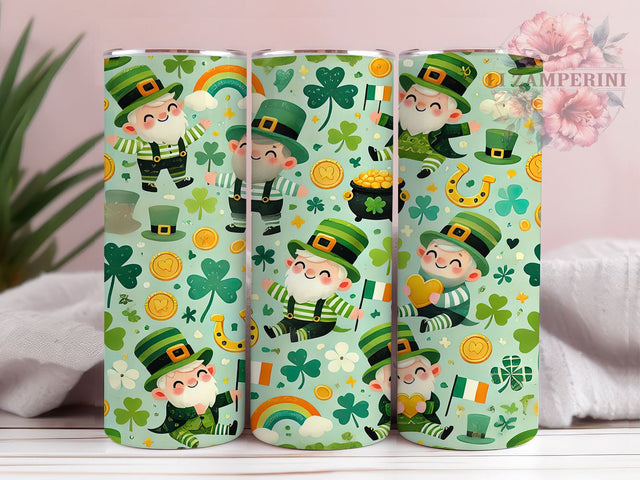 Repeating Gnome 20oz Tumbler, Gnome Tumbler Wrap, Seamless Tumbler Design, 20oz Tumbler Sublimation, Irish Gnome Pattern, Repeating Gnome Design, St Patricks Day Gift Sublimation Li Zamperini 