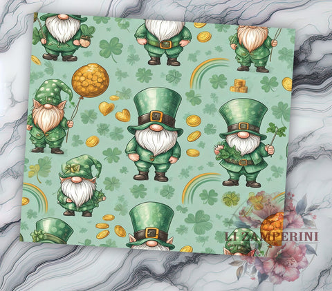 Repeating Gnome 20oz Tumbler, Gnome Tumbler Wrap, Seamless Tumbler Design, 20oz Tumbler Sublimation, Irish Gnome Pattern, Repeating Gnome Design, St Patricks Day Gift Sublimation Li Zamperini 