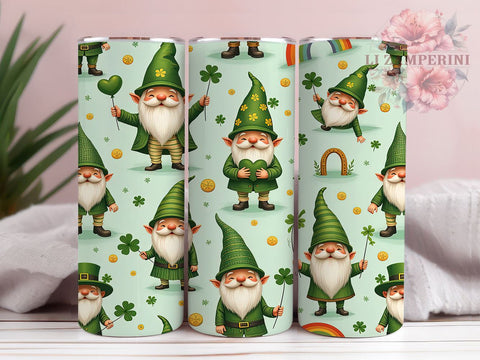 Repeating Gnome 20oz Tumbler, Gnome Tumbler Wrap, Seamless Tumbler Design, 20oz Tumbler Sublimation, Irish Gnome Pattern, Repeating Gnome Design, St Patricks Day Gift Sublimation Li Zamperini 
