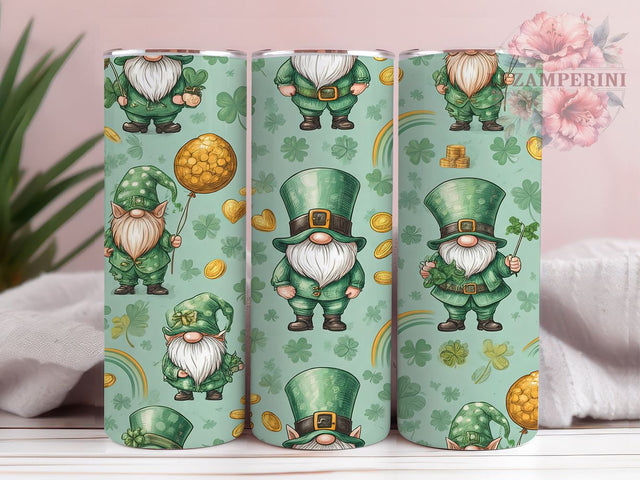 Repeating Gnome 20oz Tumbler, Gnome Tumbler Wrap, Seamless Tumbler Design, 20oz Tumbler Sublimation, Irish Gnome Pattern, Repeating Gnome Design, St Patricks Day Gift Sublimation Li Zamperini 
