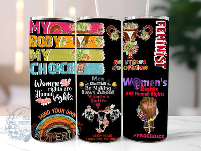 Reproductive Rights 20oz Skinny Tumbler, Feminist Tumbler Png, Straight & Tapered Tumbler Wrap, Instant Digital Download Sublimation ToriDesigns 