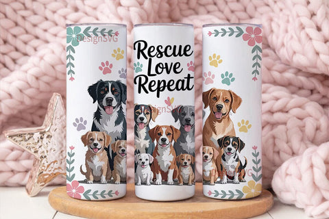 Rescue Love Repeat 20oz Tumbler Wrap Sublimation DesignSVG 