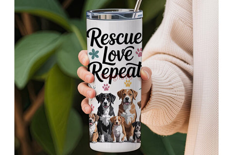 Rescue Love Repeat 20oz Tumbler Wrap Sublimation DesignSVG 