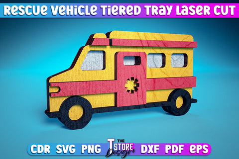 Rescue Vehicle Tiered Tray | Rescue Vehicle Tiered Tray Laser Cut Design | CNC Files SVG The T Store Design 