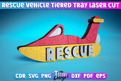 Rescue Vehicle Tiered Tray | Rescue Vehicle Tiered Tray Laser Cut Design | CNC Files SVG The T Store Design 