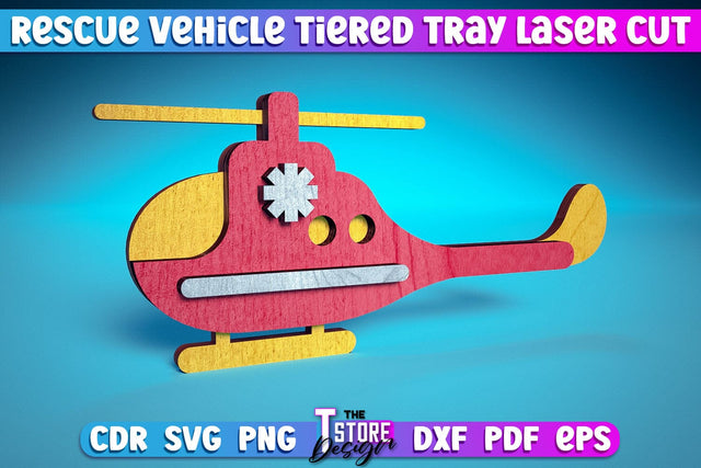 Rescue Vehicle Tiered Tray | Rescue Vehicle Tiered Tray Laser Cut Design | CNC Files SVG The T Store Design 