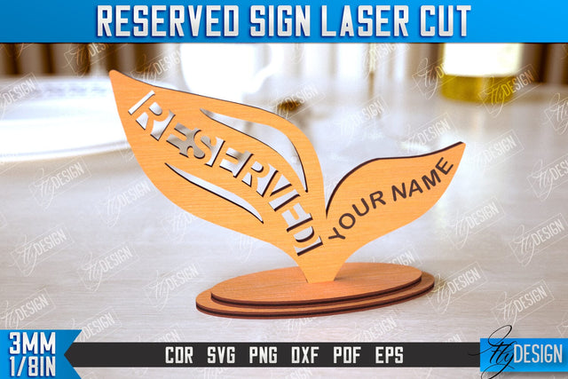 Reserved Sign | Table Sign | Restaurant Accessories | Table Plaque | CNC File SVG Fly Design 