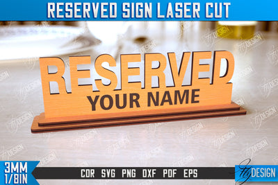 Reserved Sign | Table Sign | Restaurant Accessories | Table Plaque | CNC File SVG Fly Design 