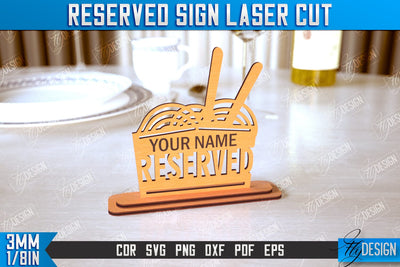 Reserved Sign | Table Sign | Restaurant Accessories | Table Plaque | CNC File SVG Fly Design 