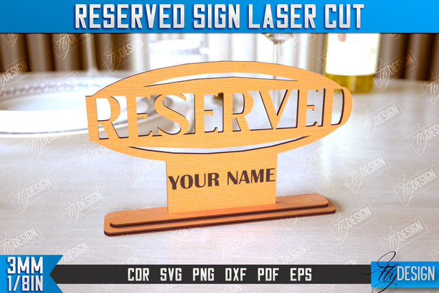 Reserved Sign | Table Sign | Restaurant Accessories | Table Plaque | CNC File SVG Fly Design 