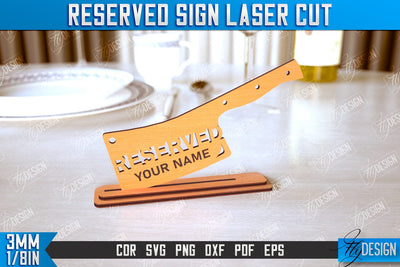Reserved Sign | Table Sign | Restaurant Accessories | Table Plaque | CNC File SVG Fly Design 