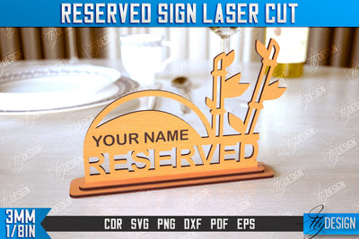 Reserved Sign | Table Sign | Restaurant Accessories | Table Plaque | CNC File SVG Fly Design 