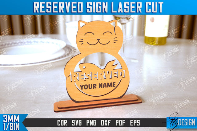 Reserved Sign | Table Sign | Restaurant Accessories | Table Plaque | CNC File SVG Fly Design 