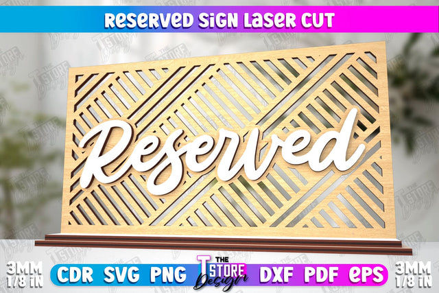 Reserved Sign | Table Sign | Restaurant Accessories | Table Plaque | CNC File SVG The T Store Design 