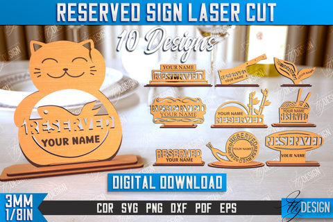 Reserved Signs Bundle | Table Sign | Restaurant Accessories | Table Plaque | CNC Files SVG Fly Design 