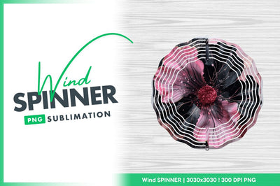 Resin art flower black pink wind spinner Sublimation Regulrcrative 