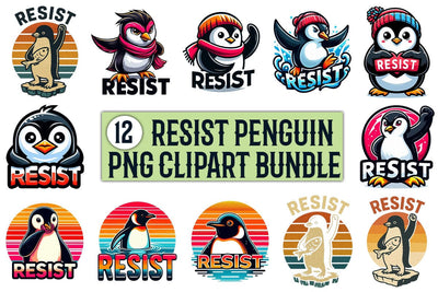 Resist Penguin PNG Clipart Bundle Printable File Sublimation Creativedesigntee 
