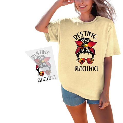 Resting Beach Face DTF Transfer Physical So Fontsy T-Shirt Iron-On Transfer Shop 6x6