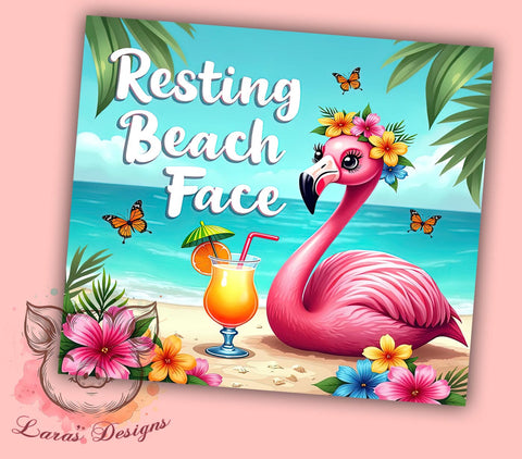 Resting Beach Face, Flamingo Tumbler Wrap, 20oz Sublimation, Summer Vibes Design, Cute Flamingo, Beach Theme Tumbler, Tropical Drinkware Sublimation Lara' s Designs 