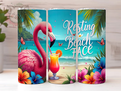 Resting Beach Face, Flamingo Tumbler Wrap, 20oz Sublimation, Summer Vibes Design, Cute Flamingo, Beach Theme Tumbler, Tropical Drinkware Sublimation Lara' s Designs 