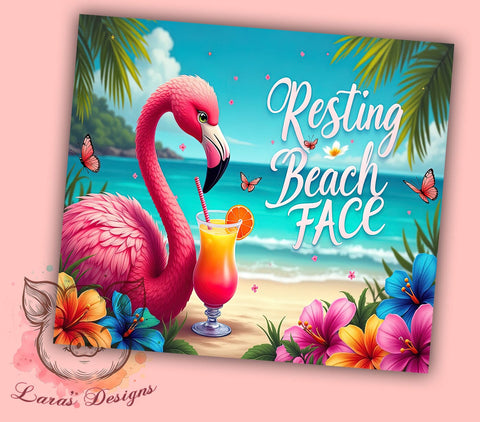 Resting Beach Face, Flamingo Tumbler Wrap, 20oz Sublimation, Summer Vibes Design, Cute Flamingo, Beach Theme Tumbler, Tropical Drinkware Sublimation Lara' s Designs 