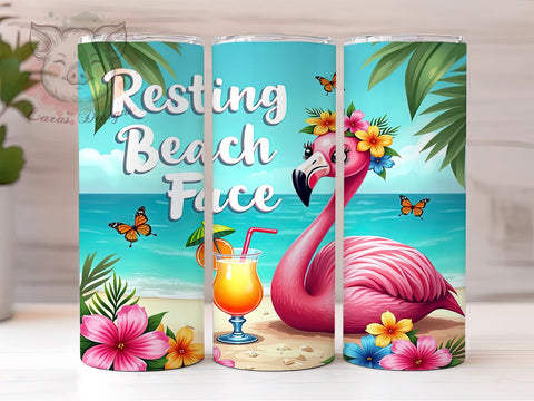 Resting Beach Face, Flamingo Tumbler Wrap, 20oz Sublimation, Summer Vibes Design, Cute Flamingo, Beach Theme Tumbler, Tropical Drinkware Sublimation Lara' s Designs 